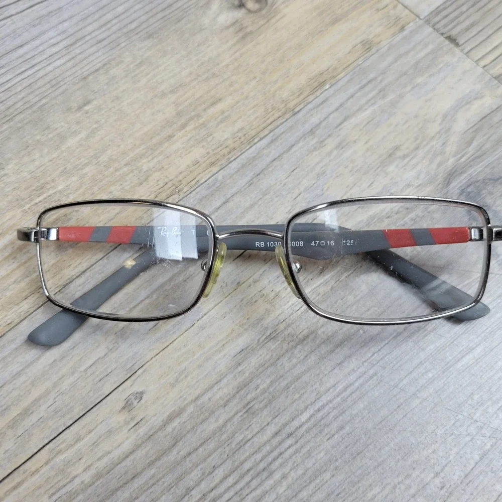 Ray-Ban Eyeglasses Frames RB 1030 4008 Gunmetal Gray Red Striped Kids 47-16-125